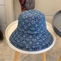 Louis Vuitton Monogram Wide Brim Denim Sun Hat | Luxury Designer UV Protection Hat - Serene