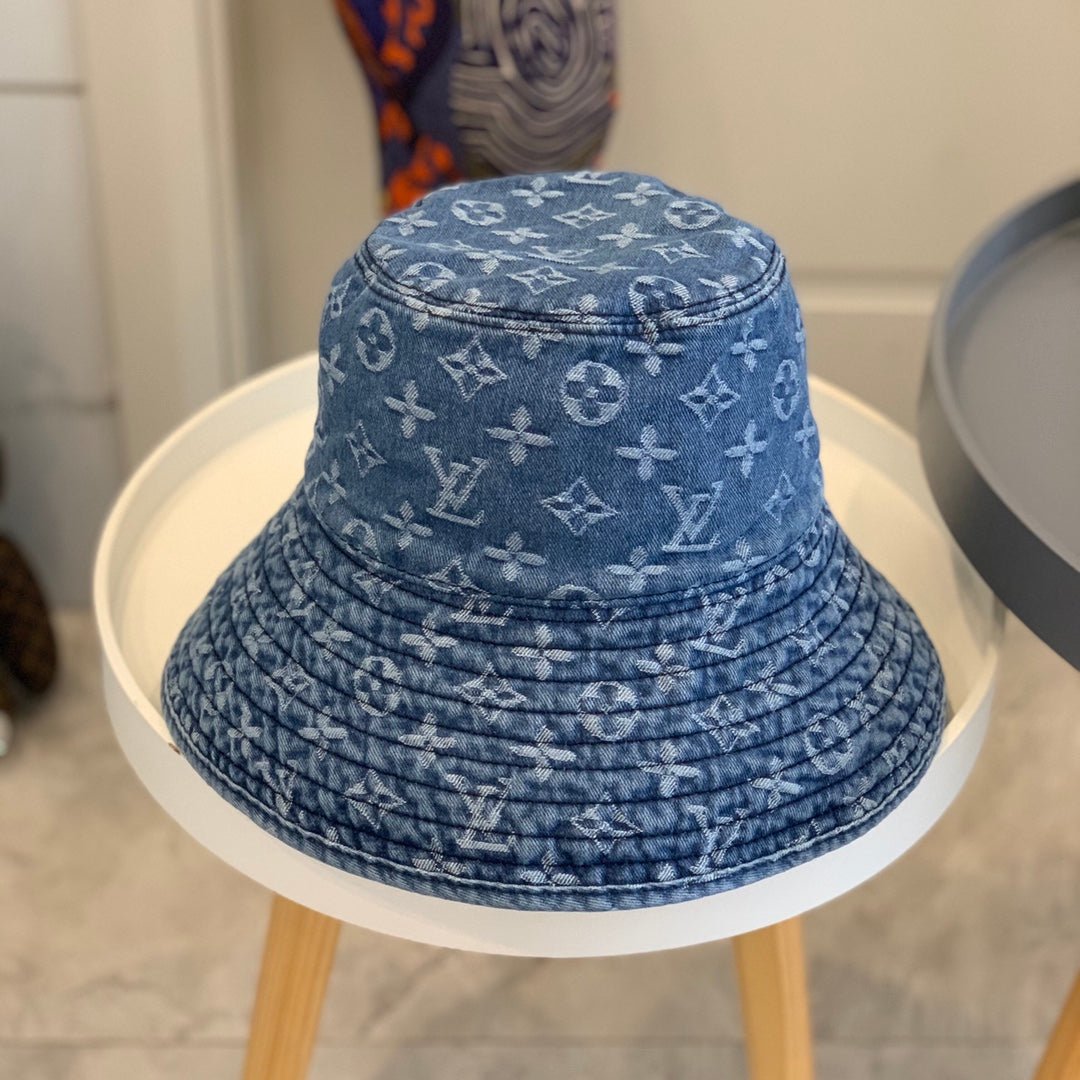 Louis Vuitton Monogram Wide Brim Denim Sun Hat | Luxury Designer UV Protection Hat - Serene