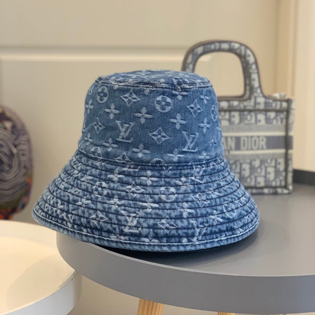 Louis Vuitton Monogram Wide Brim Denim Sun Hat | Luxury Designer UV Protection Hat - Serene