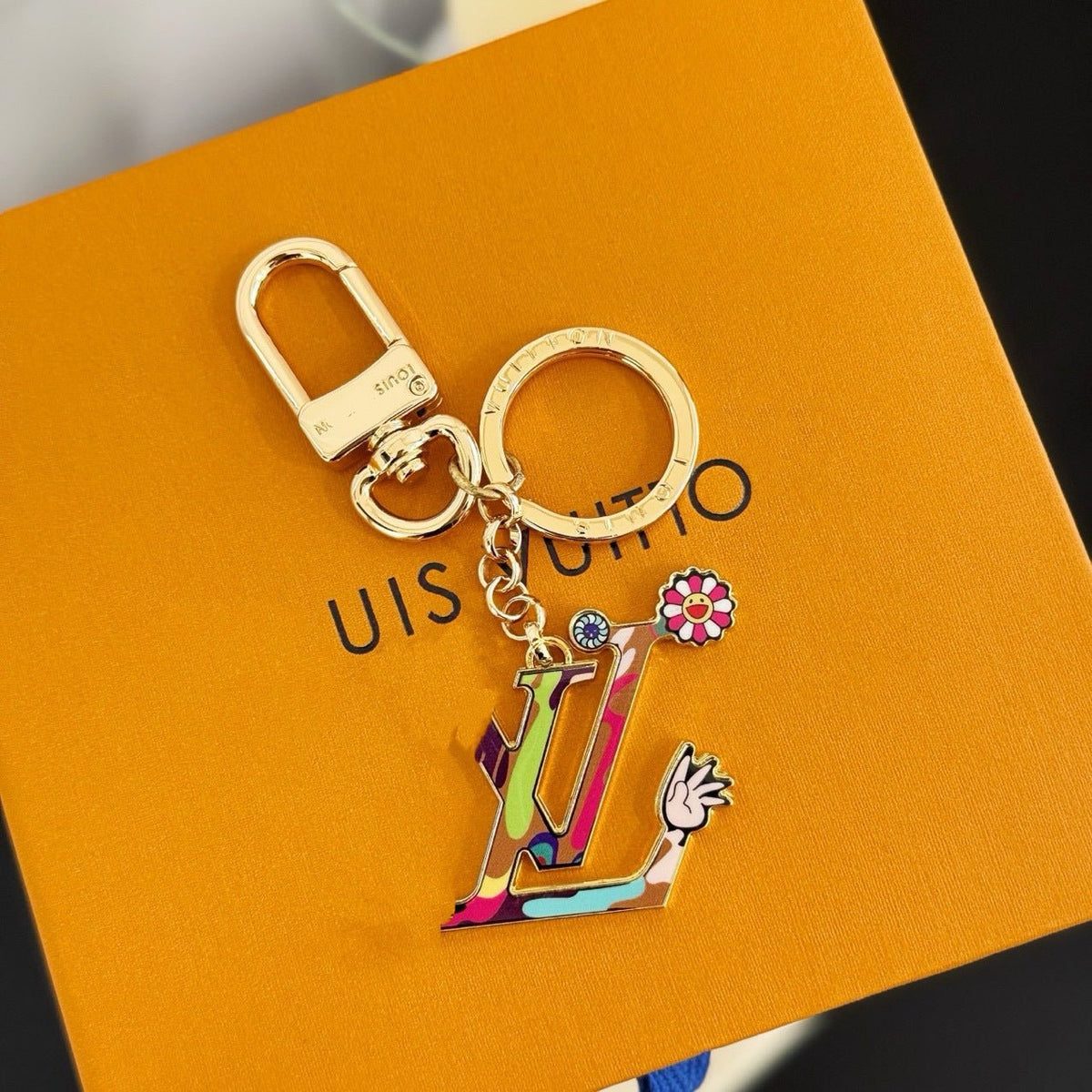 Louis Vuitton Multicolor Logo Charm Chain Keychain - Serene