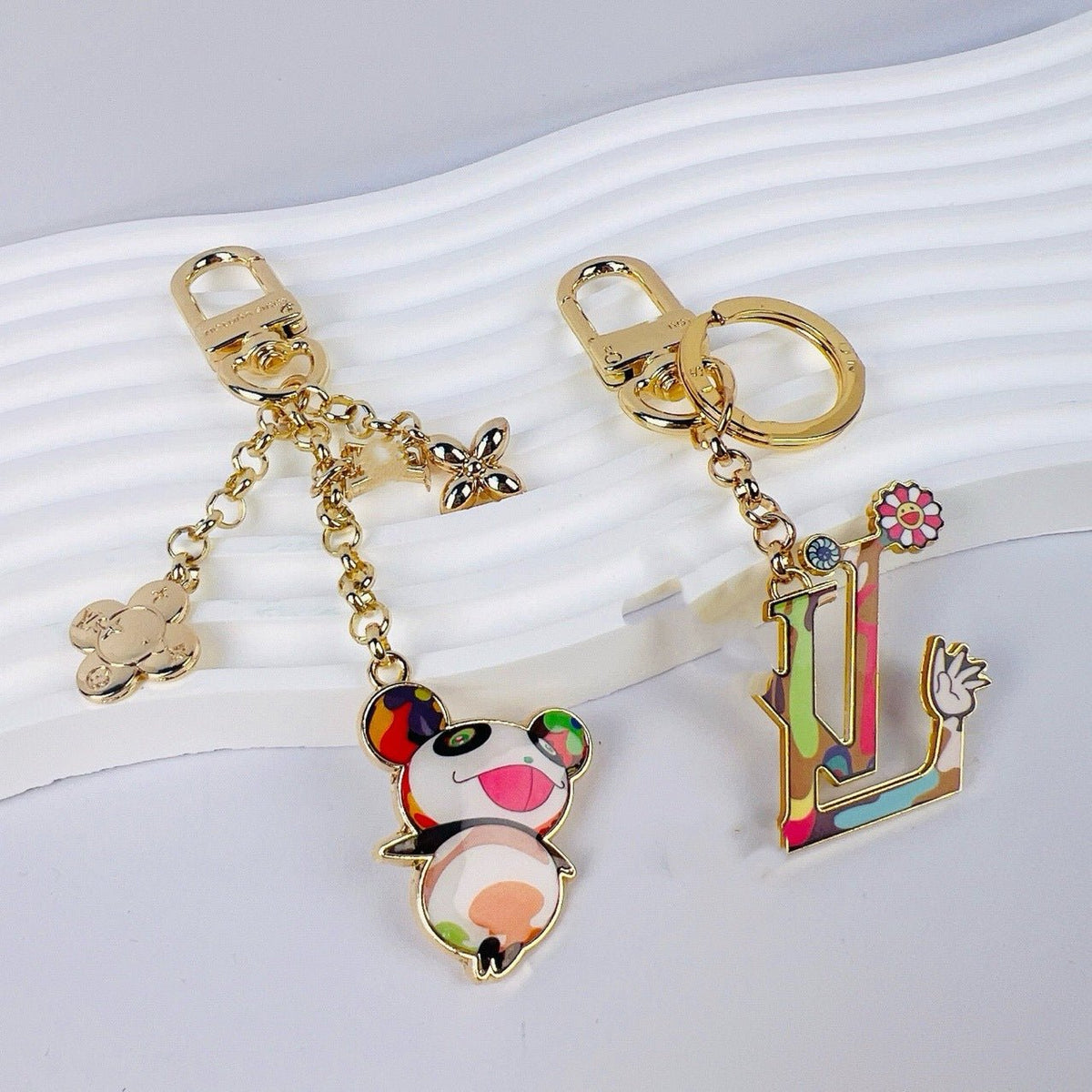Louis Vuitton Multicolor Logo Charm Chain Keychain - Serene
