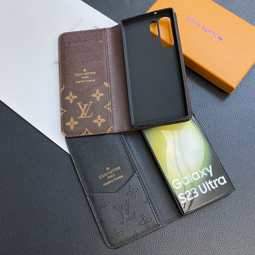 Louis Vuitton Samsung Galaxy S26 Ultra Case Monogram Leather Card Holder | Luxury Designer Phone Cover - Serene