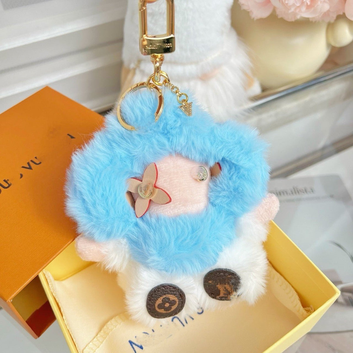 Louis Vuitton Vivienne Fluffy Flower Plush Bag Charm Keychain - Serene