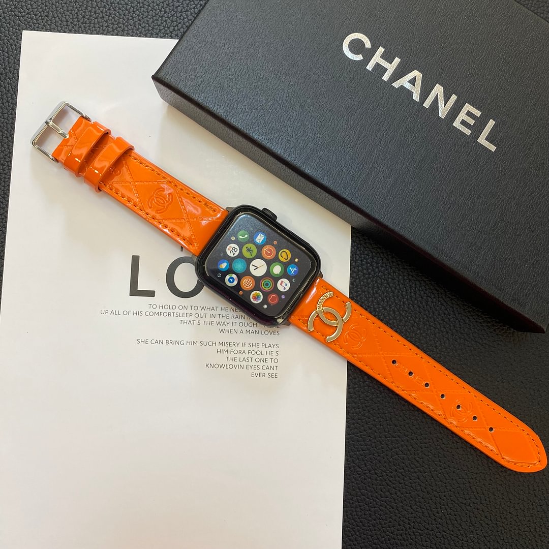 Luxury Chanel Apple Watch Band – Glossy Leather Strap for Apple Watch Ultra - Serene