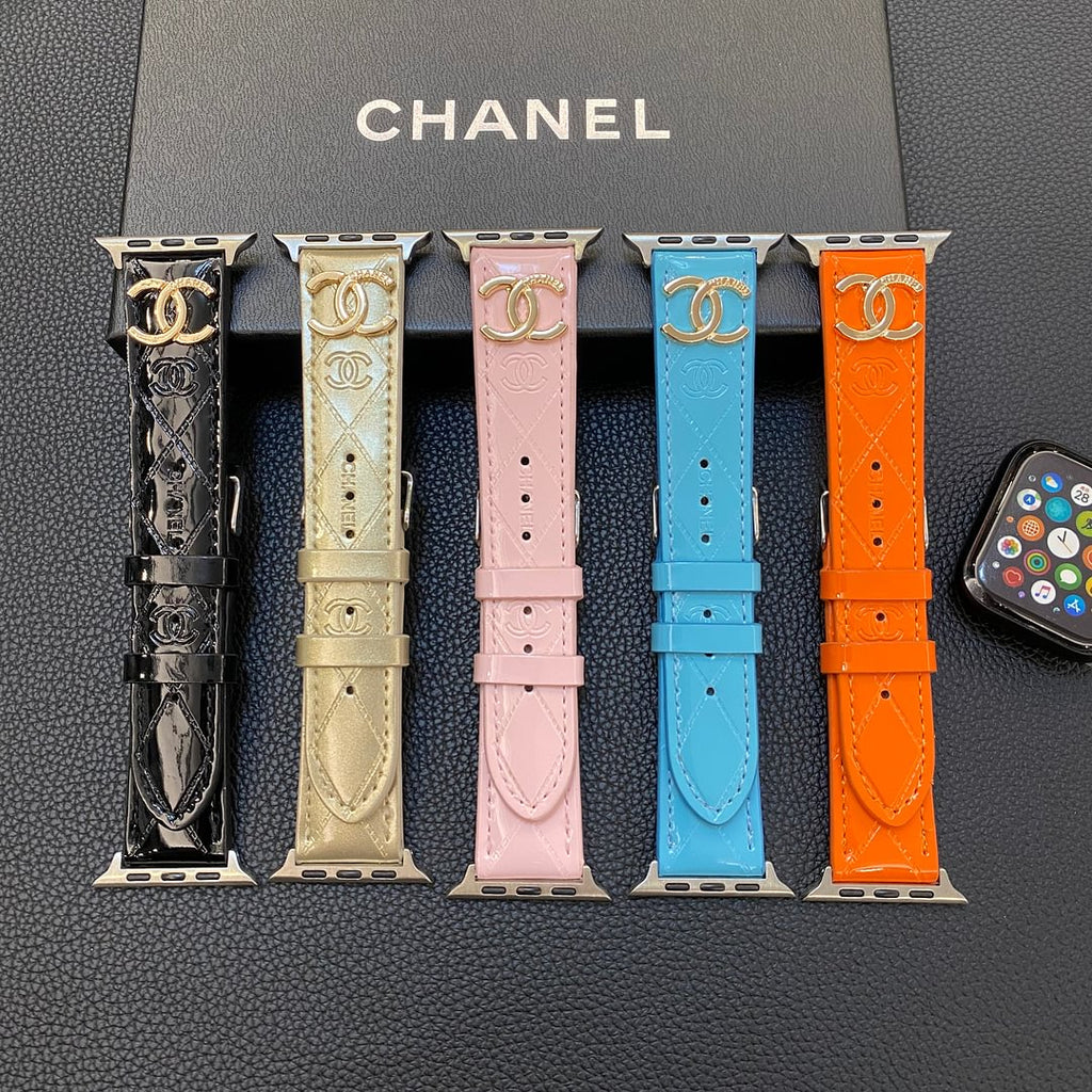 Luxury Chanel Apple Watch Band – Glossy Leather Strap for Apple Watch Ultra - Serene