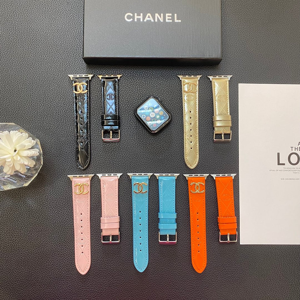 Luxury Chanel Apple Watch Band – Glossy Leather Strap for Apple Watch Ultra - Serene