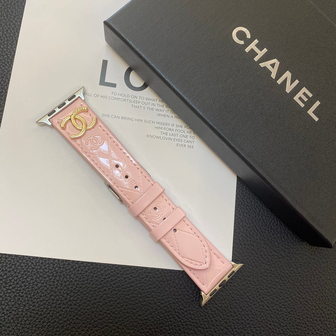 Luxury Chanel Apple Watch Band – Glossy Leather Strap for Apple Watch Ultra - Serene