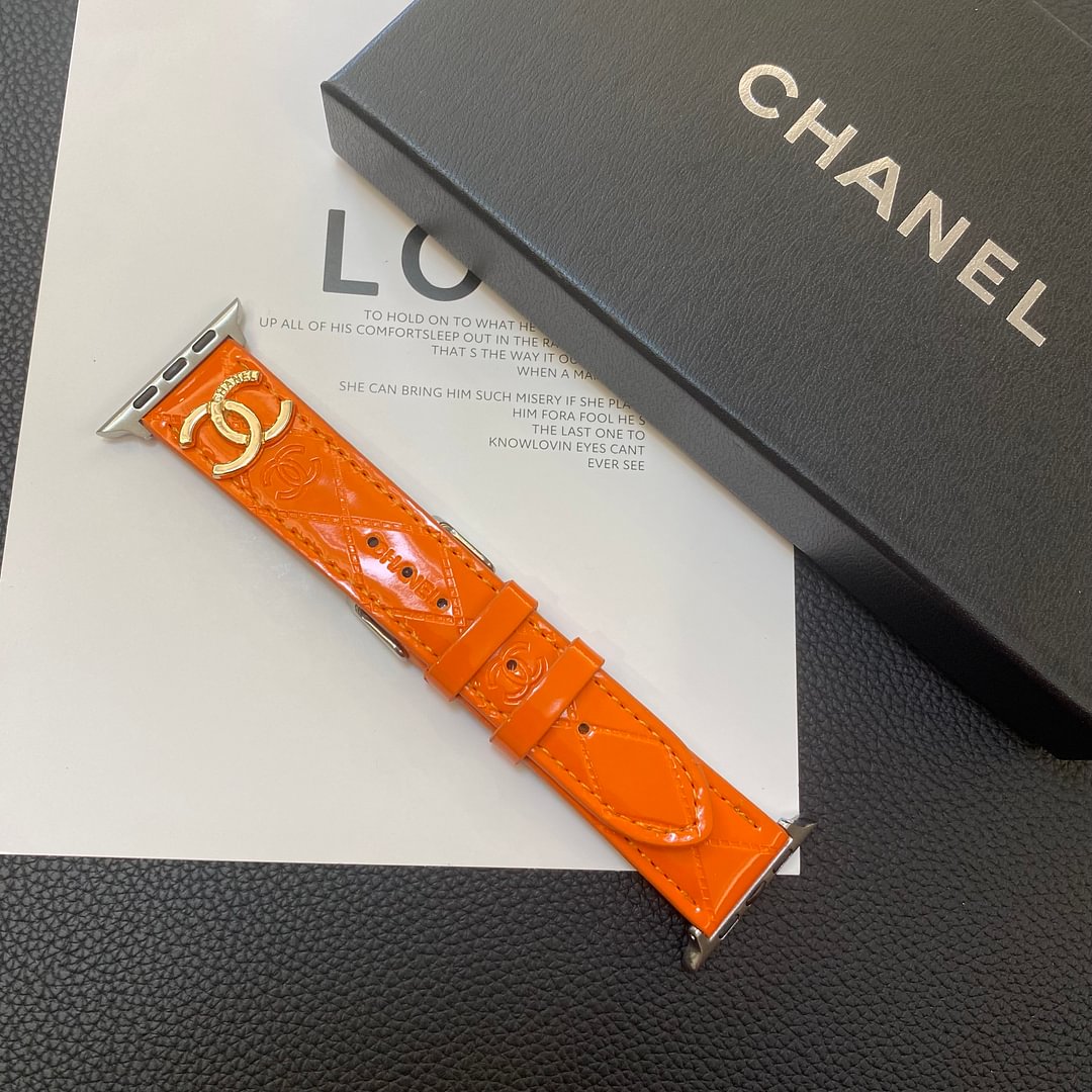 Luxury Chanel Apple Watch Band – Glossy Leather Strap for Apple Watch Ultra - Serene