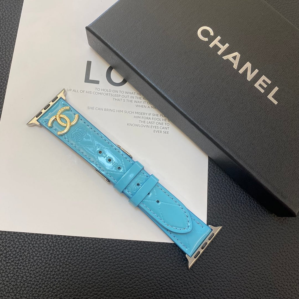 Luxury Chanel Apple Watch Band – Glossy Leather Strap for Apple Watch Ultra - Serene