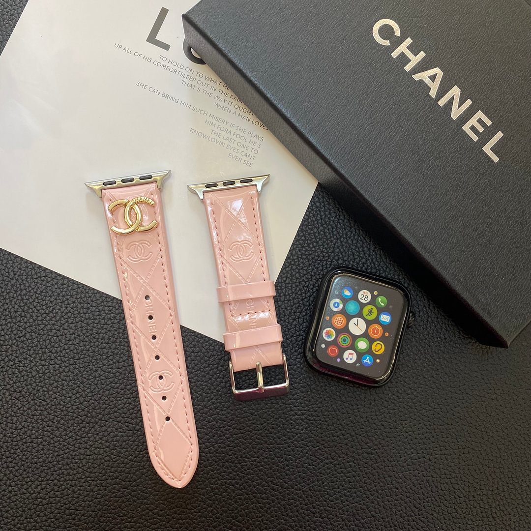 Luxury Chanel Apple Watch Band – Glossy Leather Strap for Apple Watch Ultra - Serene