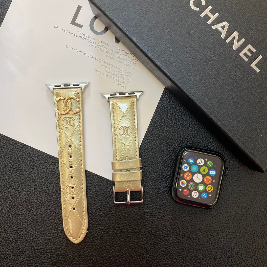 Luxury Chanel Apple Watch Band – Glossy Leather Strap for Apple Watch Ultra - Serene