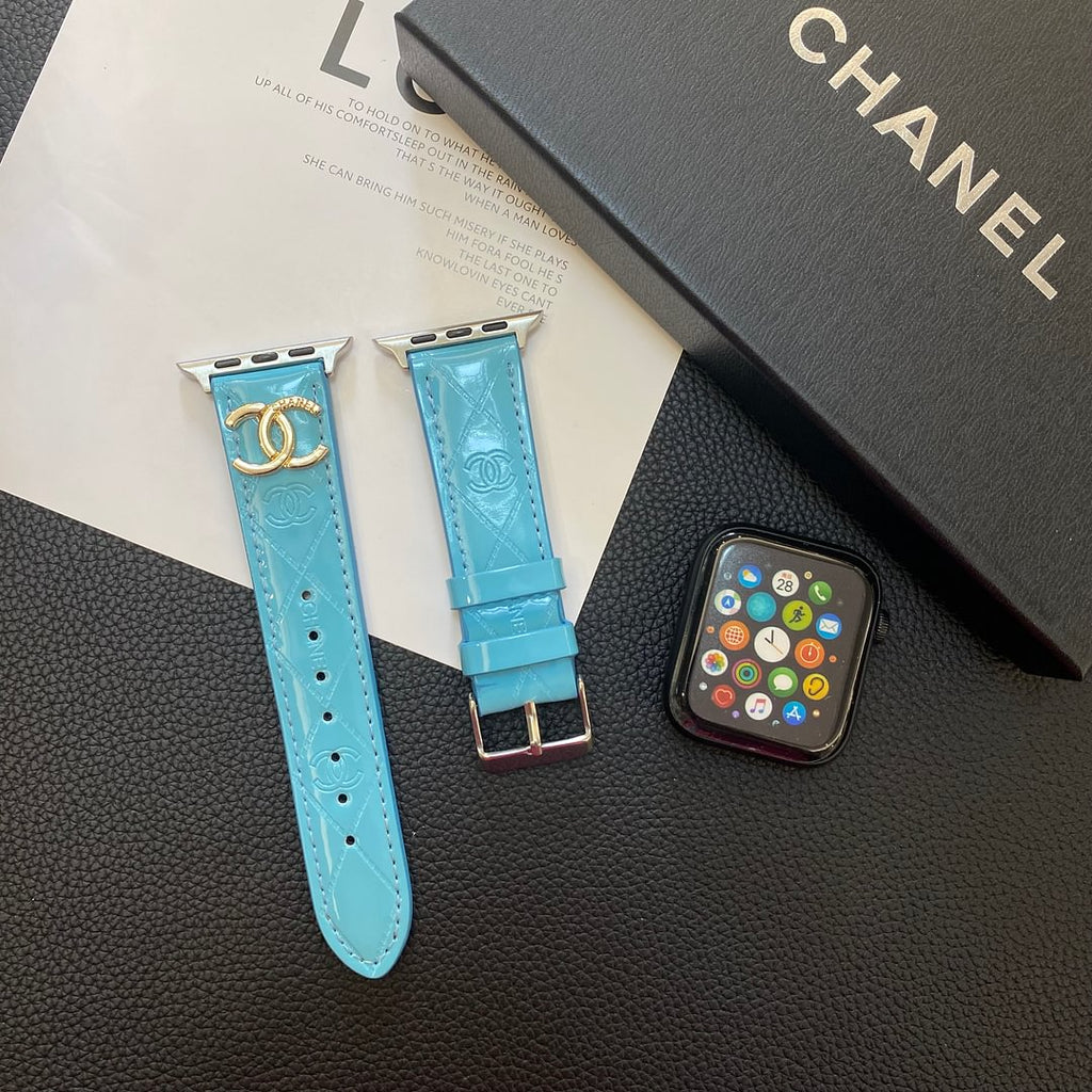 Luxury Chanel Apple Watch Band – Glossy Leather Strap for Apple Watch Ultra - Serene