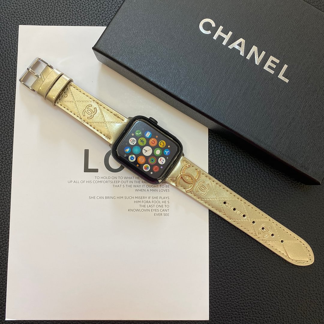 Luxury Chanel Apple Watch Band – Glossy Leather Strap for Apple Watch Ultra - Serene