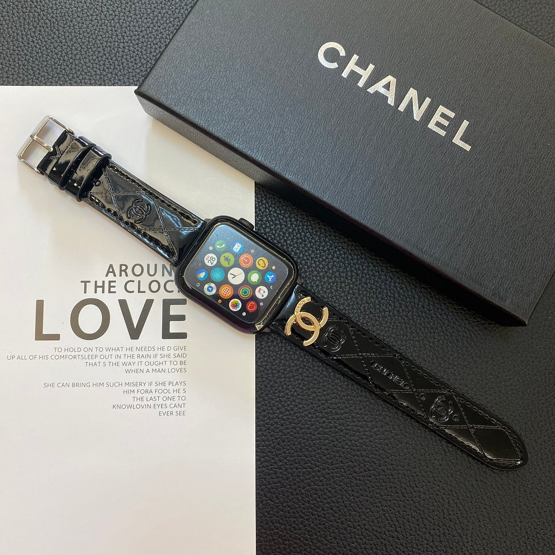 Luxury Chanel Apple Watch Band – Glossy Leather Strap for Apple Watch Ultra - Serene
