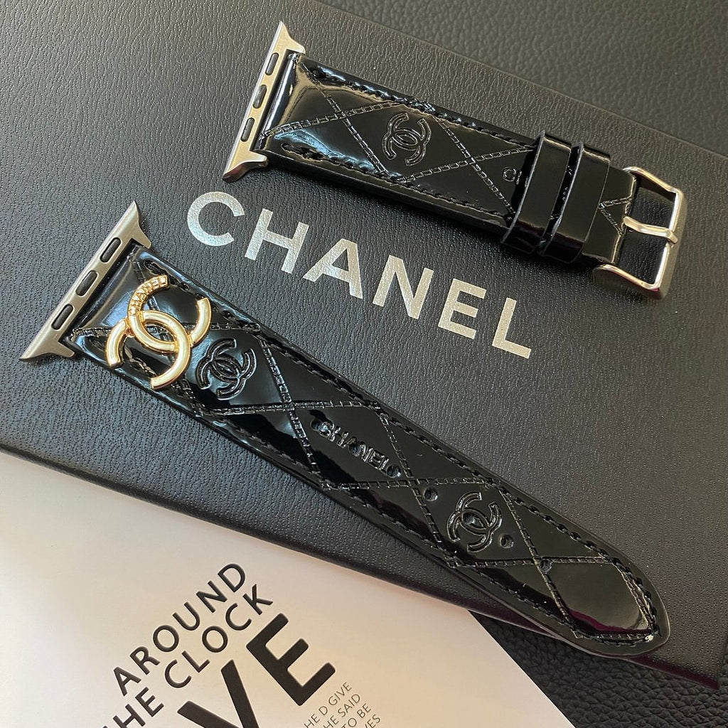 Luxury Chanel Apple Watch Band – Glossy Leather Strap for Apple Watch Ultra - Serene