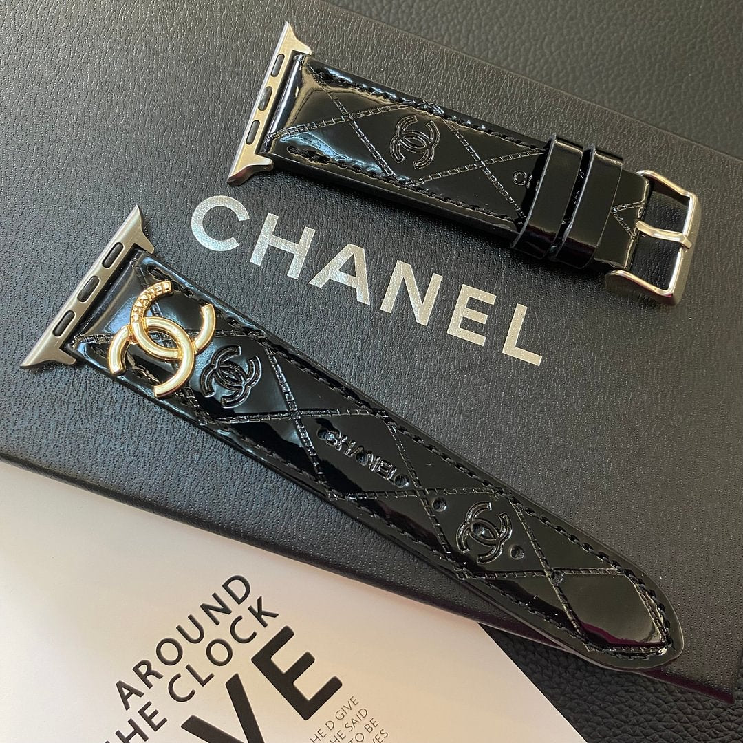 Luxury Chanel Apple Watch Band – Glossy Leather Strap for Apple Watch Ultra - Serene