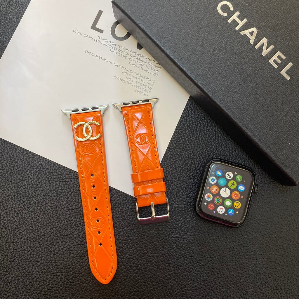 Luxury Chanel Apple Watch Band – Glossy Leather Strap for Apple Watch Ultra - Serene