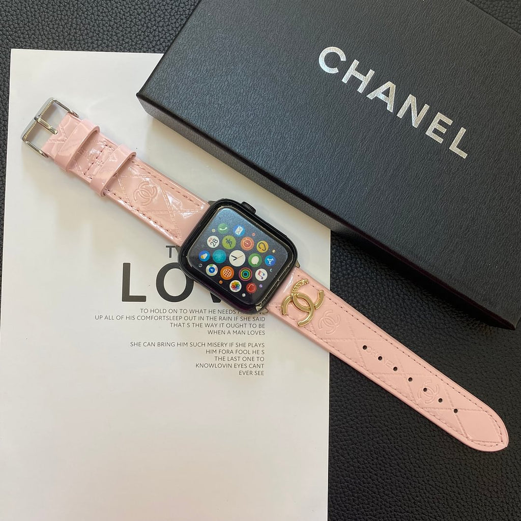 Luxury Chanel Apple Watch Band – Glossy Leather Strap for Apple Watch Ultra - Serene