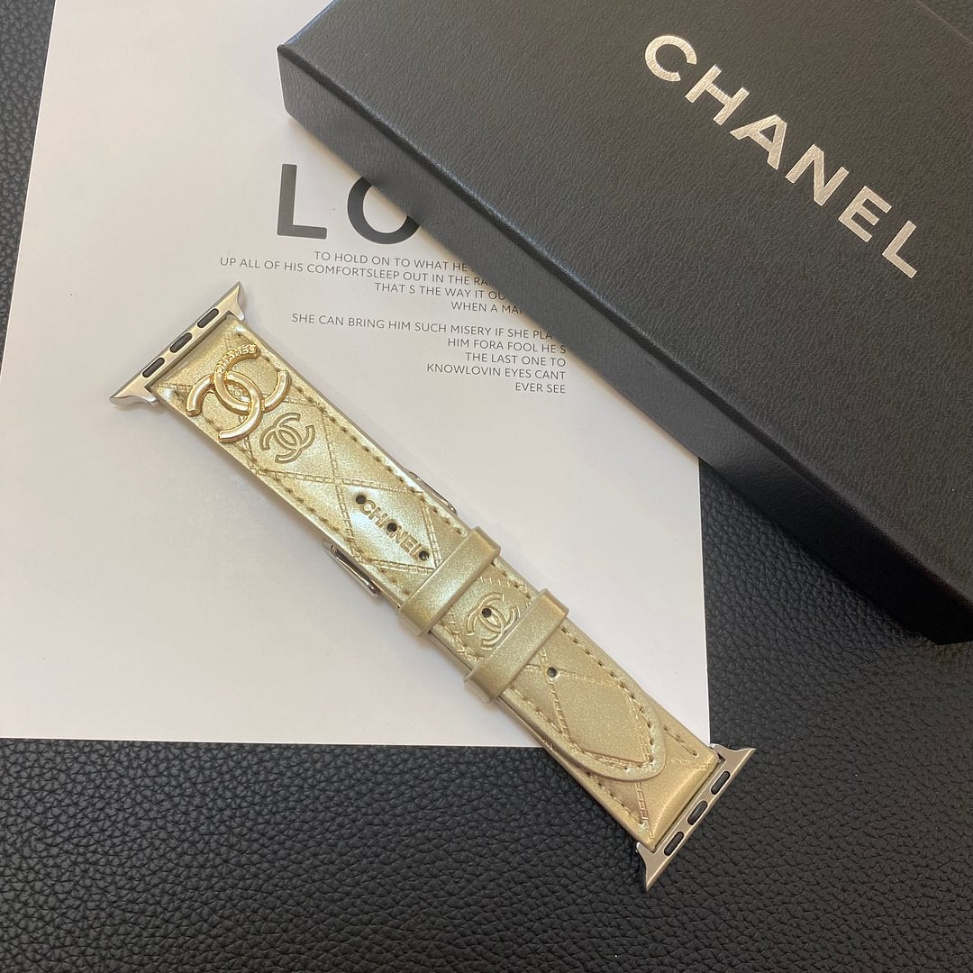 Luxury Chanel Apple Watch Band – Glossy Leather Strap for Apple Watch Ultra - Serene