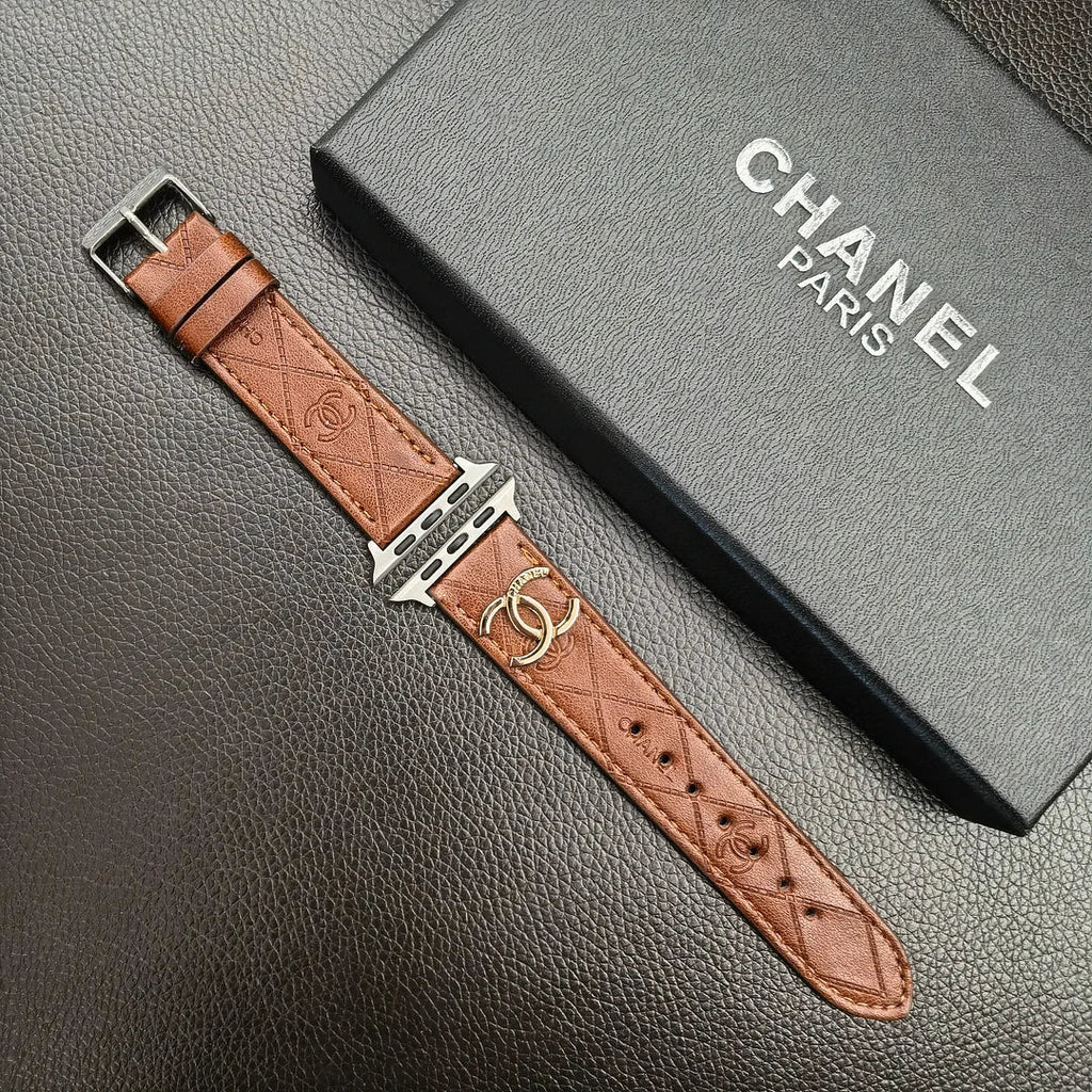 Luxury Chanel Apple Watch Band – Leather Strap Chanel for Apple Watch Ultra - Serene