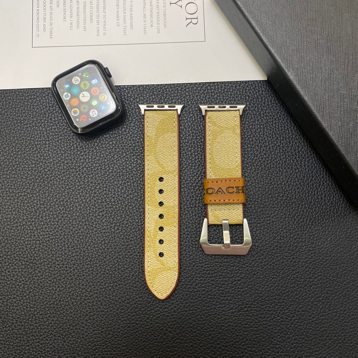 Luxury Coach Apple Watch Band – Leather Strap for Apple Watch Series 11 - Serene