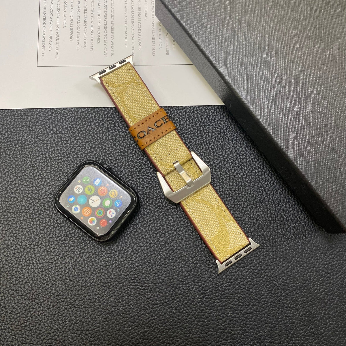 Luxury Coach Apple Watch Band – Leather Strap for Apple Watch Series 11 - Serene