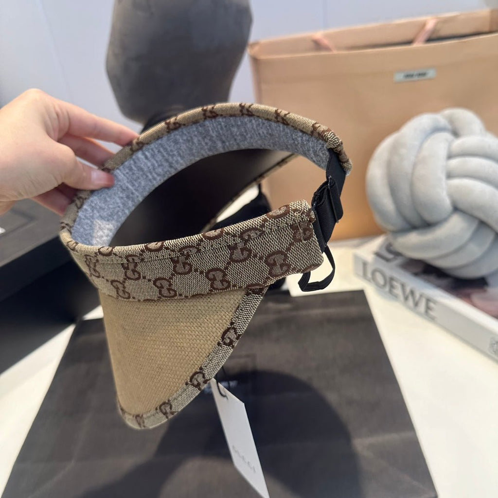 Luxury Gucci GG Straw Sun Visor Hat for Women - Serene