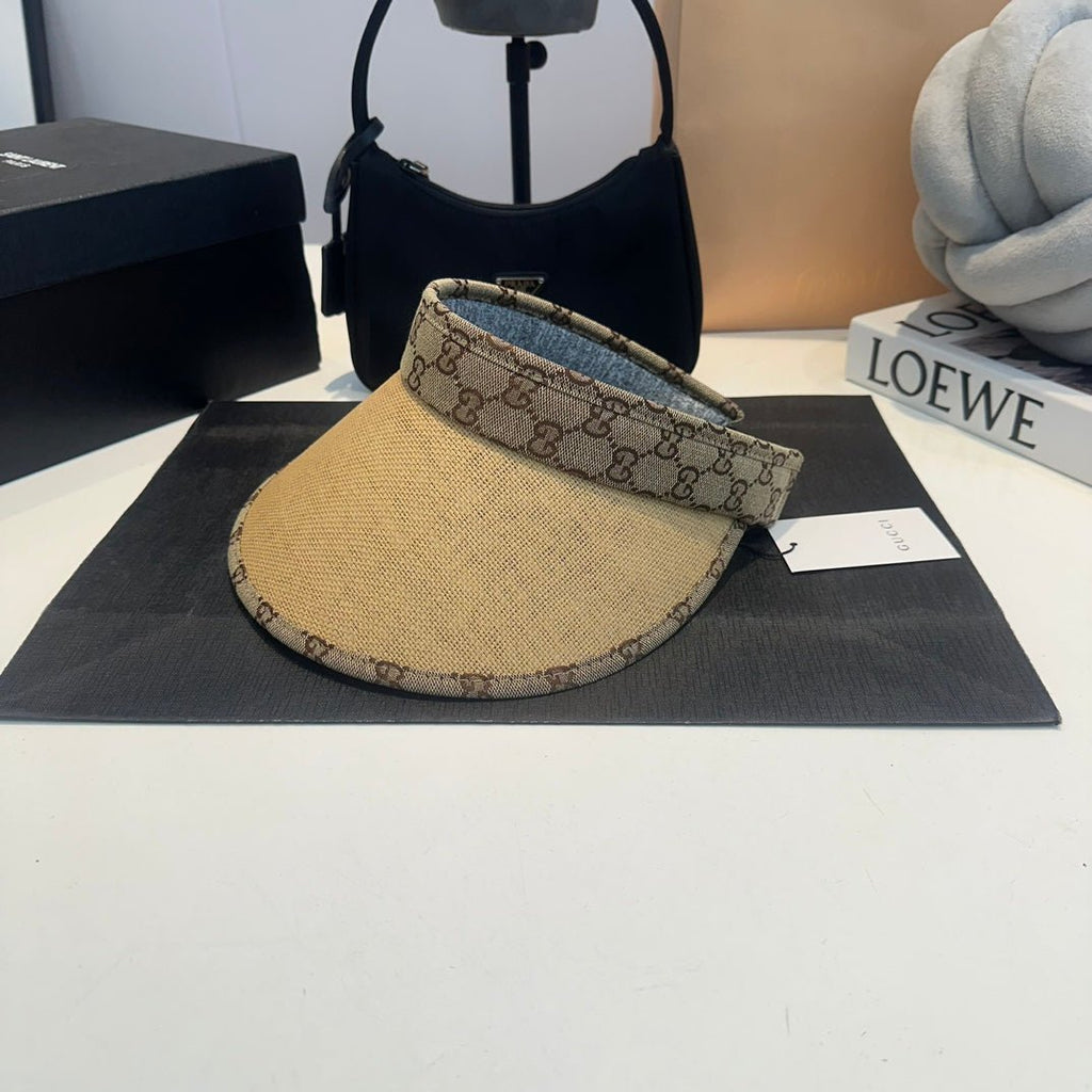 Luxury Gucci GG Straw Sun Visor Hat for Women - Serene