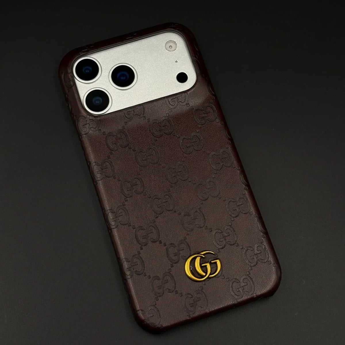 Luxury Gucci iPhone 18 Pro Case | GG Monogram Leather - Serene