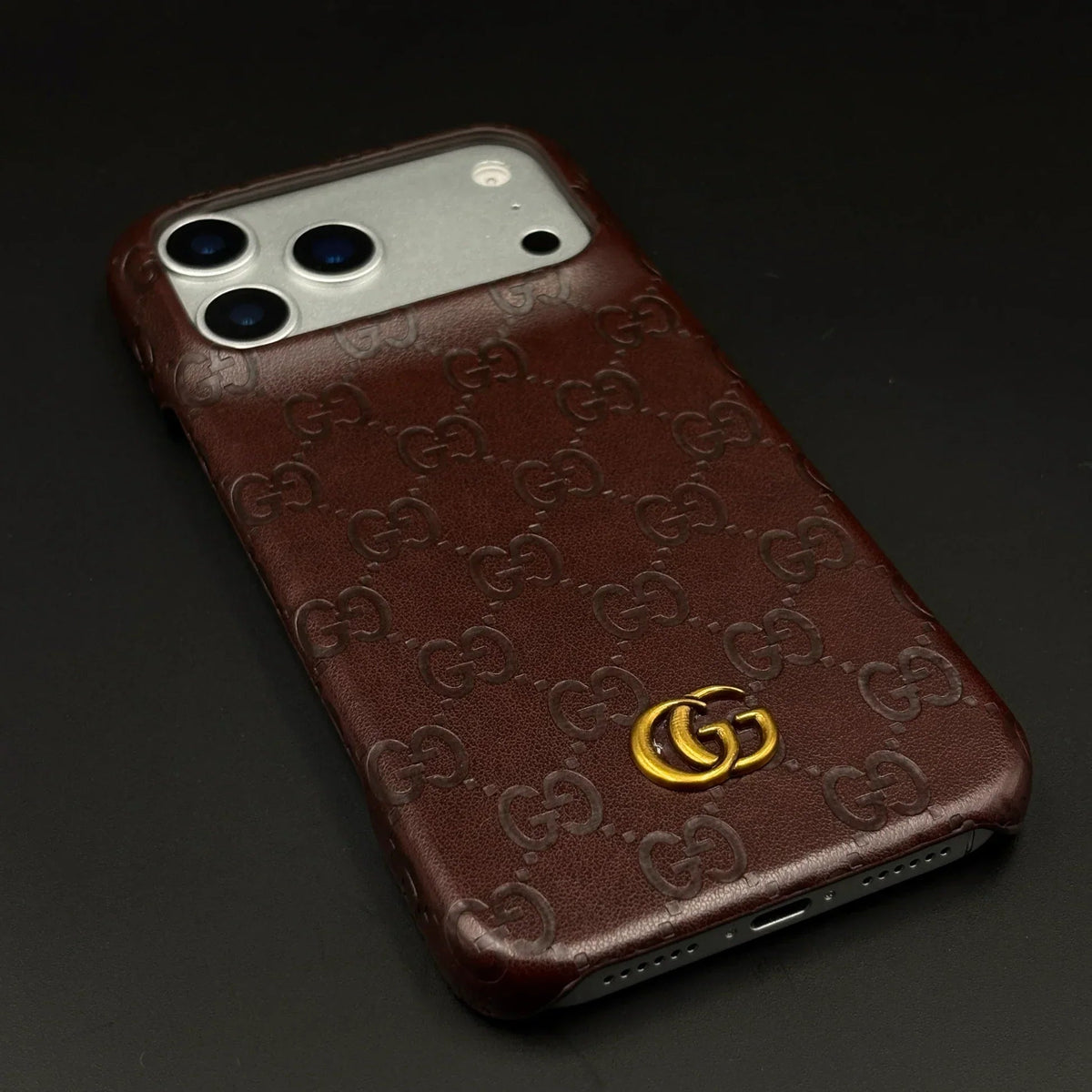 Luxury Gucci iPhone 18 Pro Case | GG Monogram Leather - Serene
