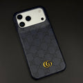 Luxury Gucci iPhone 18 Pro Case | GG Monogram Leather White Blue - Serene