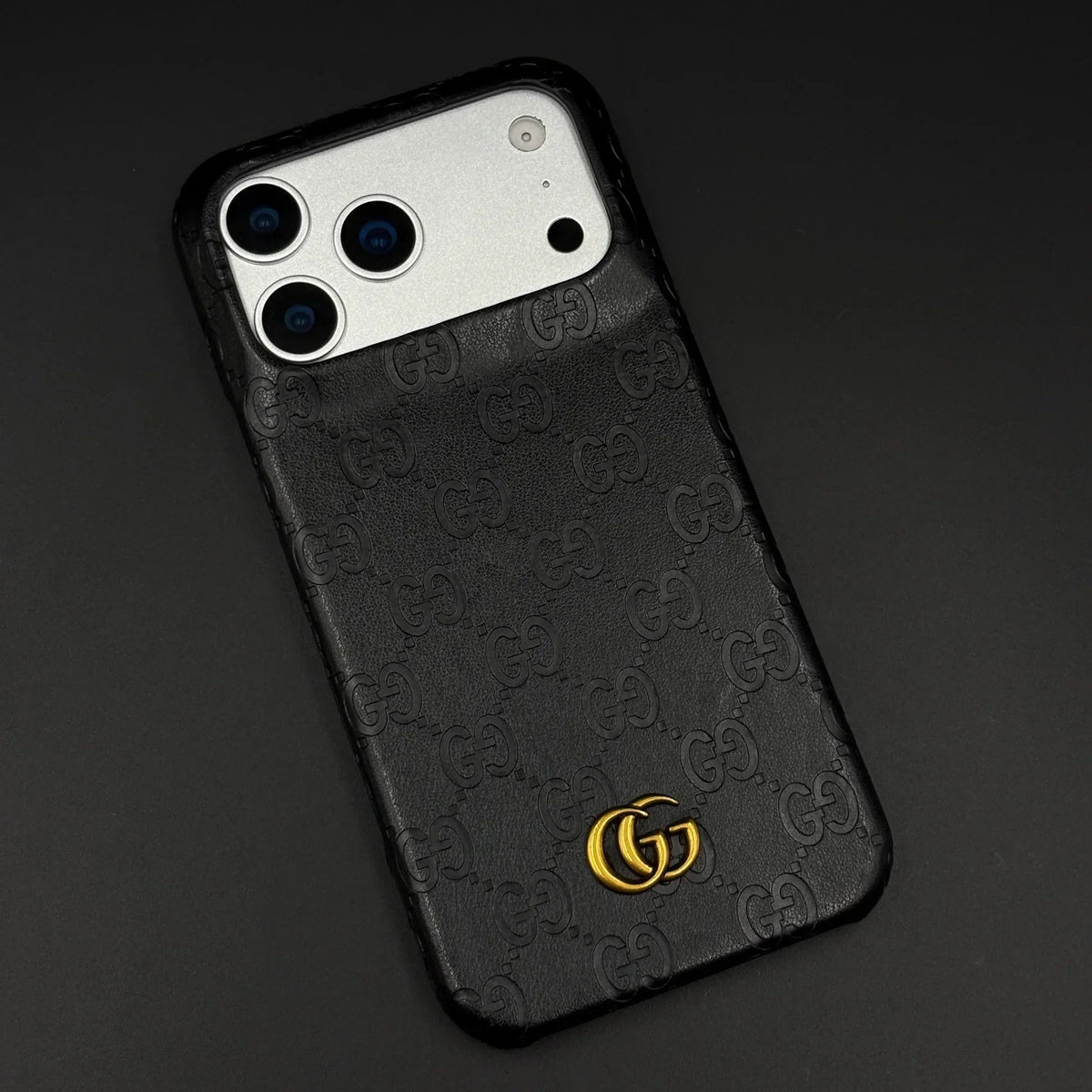 Luxury Gucci iPhone 18 Pro Case | GG Monogram Leather White Brown - Serene