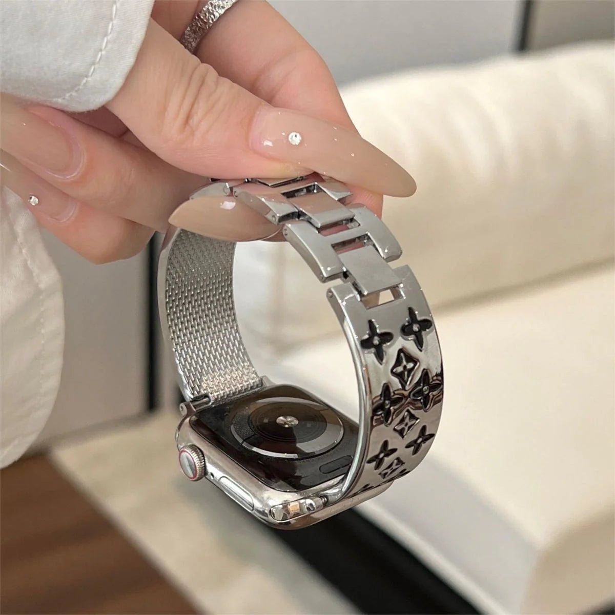 Luxury Louis Vuitton Apple Watch Band – Embossed Metal Strap for Apple Watch Ultra - Serene
