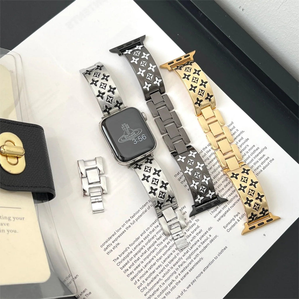 Luxury Louis Vuitton Apple Watch Band – Embossed Metal Strap for Apple Watch Ultra - Serene