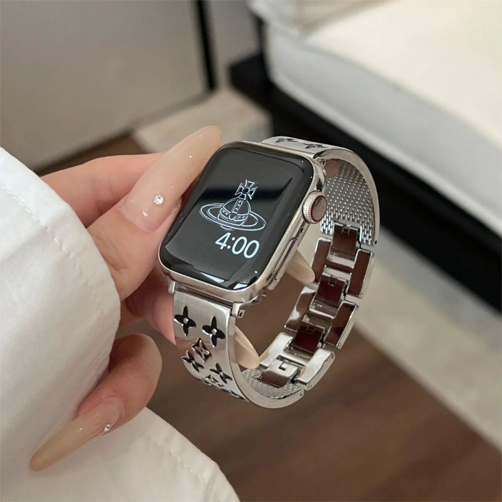 Luxury Louis Vuitton Apple Watch Band – Embossed Metal Strap for Apple Watch Ultra - Serene