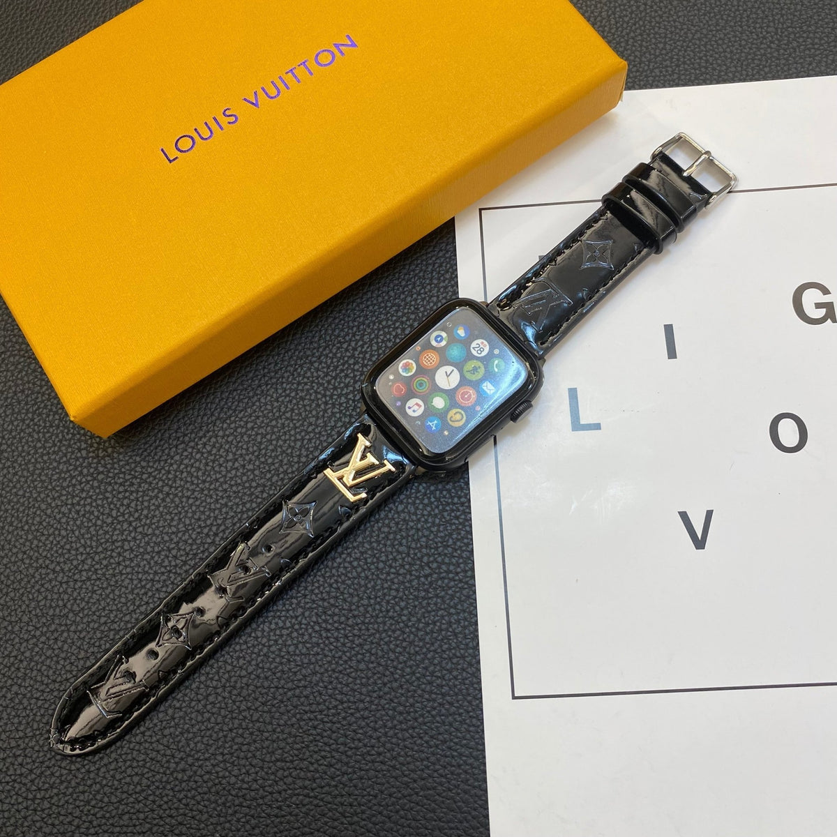 Luxury Louis Vuitton Apple Watch Band – Glossy Leather Strap for Apple Watch Ultra - Serene