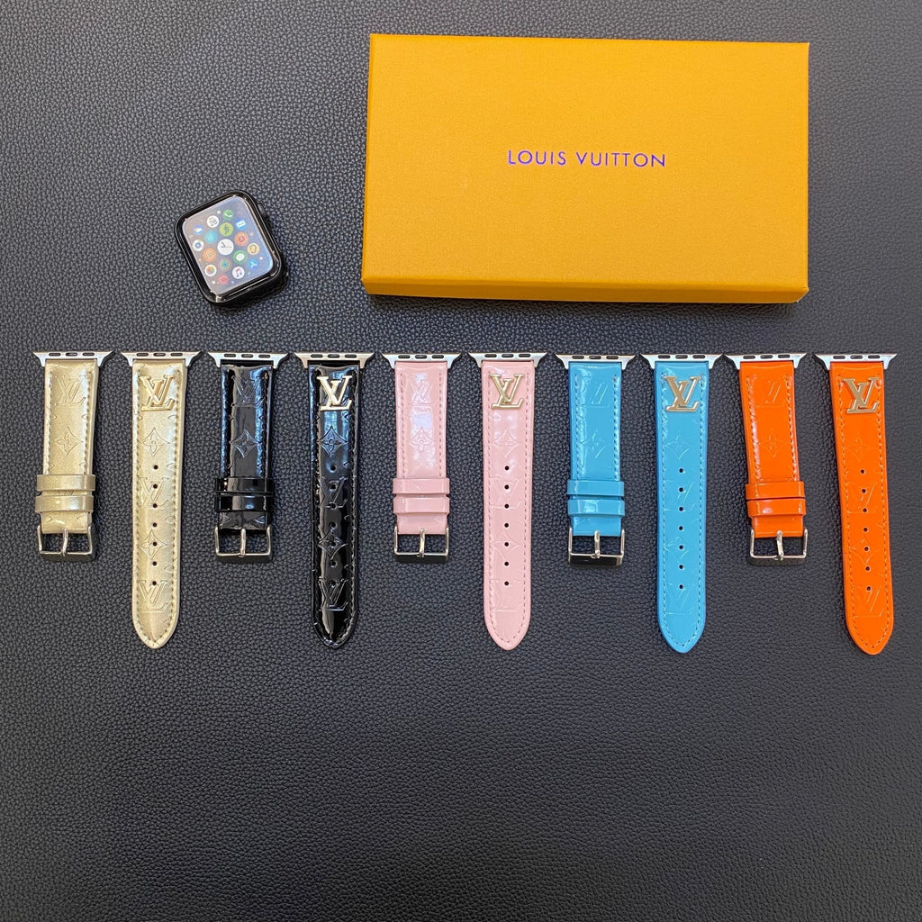 Luxury Louis Vuitton Apple Watch Band – Glossy Leather Strap for Apple Watch Ultra - Serene