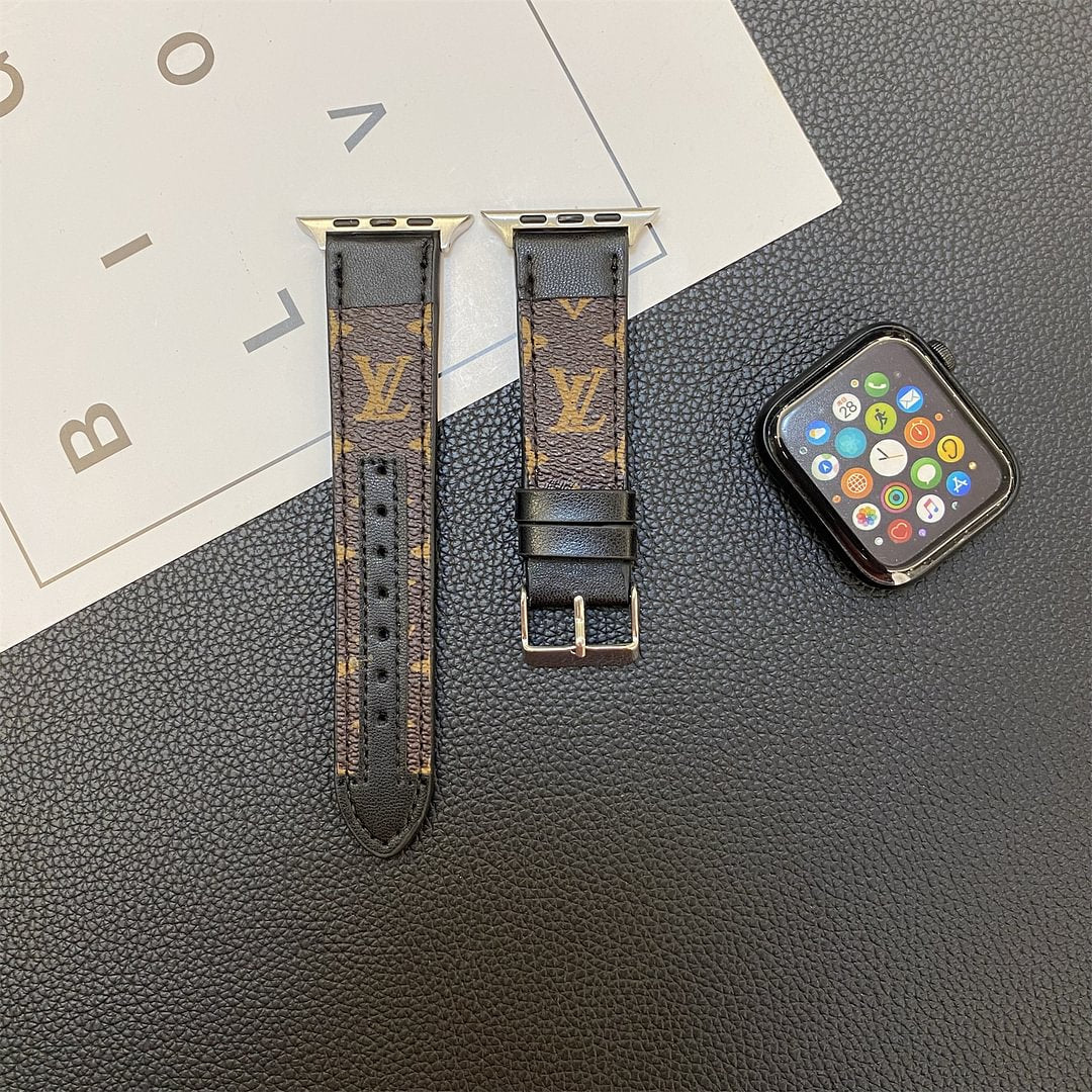 Luxury Louis Vuitton Apple Watch Band – Stitched Monogram Leather Strap - Serene