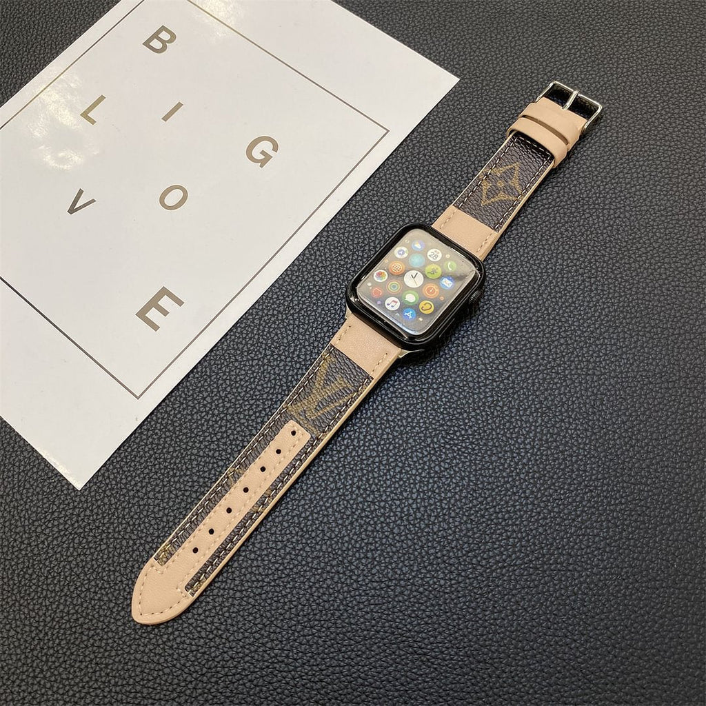 Luxury Louis Vuitton Apple Watch Band – Stitched Monogram Leather Strap - Serene