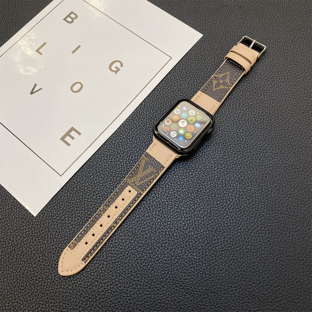 Luxury Louis Vuitton Apple Watch Band – Stitched Monogram Leather Strap - Serene