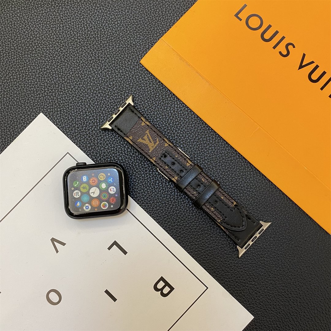 Luxury Louis Vuitton Apple Watch Band – Stitched Monogram Leather Strap - Serene
