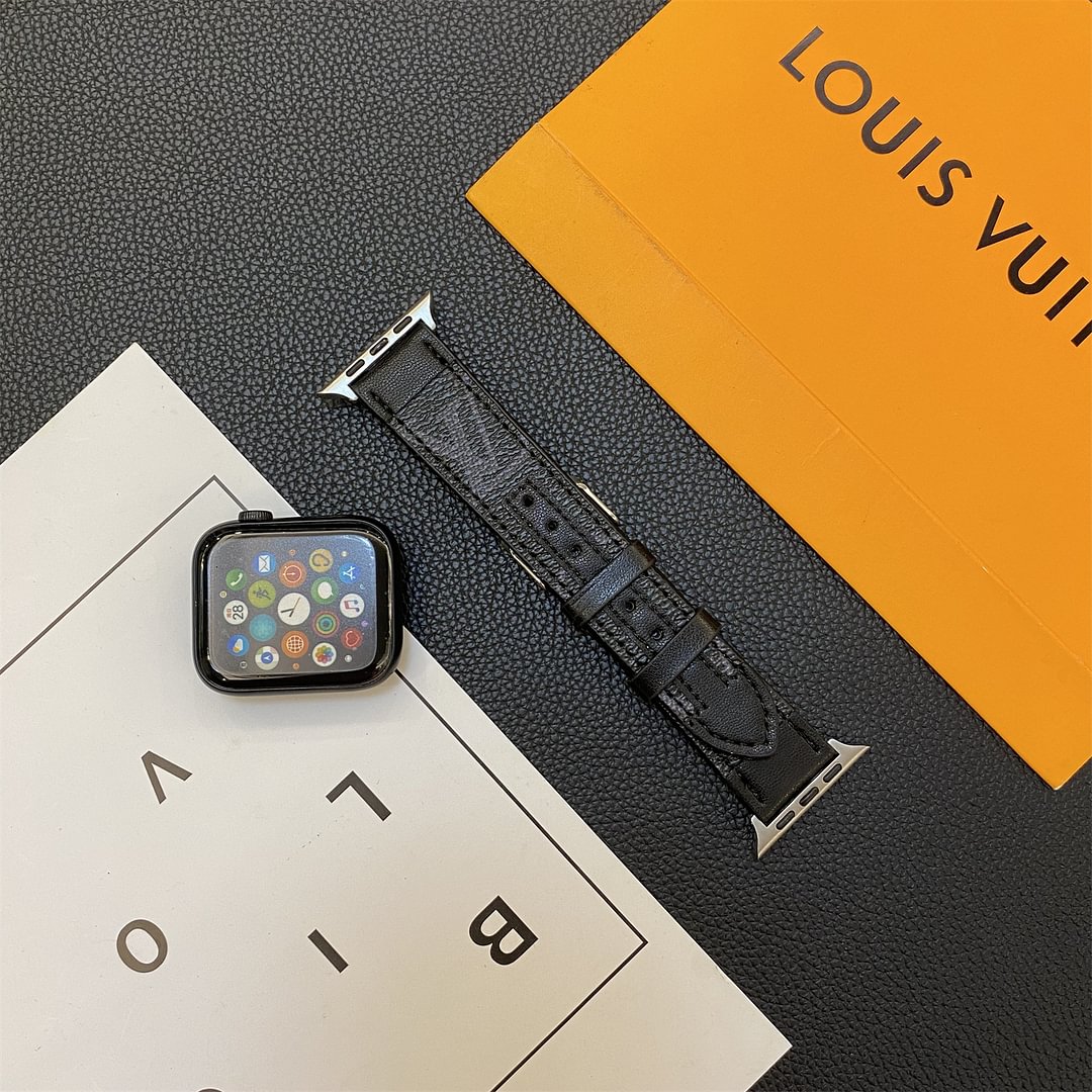 Luxury Louis Vuitton Apple Watch Band – Stitched Monogram Leather Strap - Serene