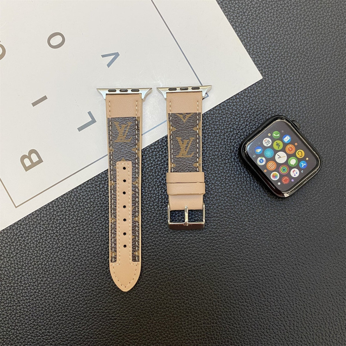 Luxury Louis Vuitton Apple Watch Band – Stitched Monogram Leather Strap - Serene