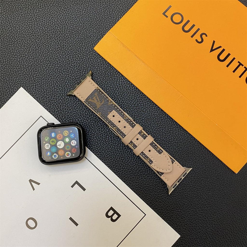 Luxury Louis Vuitton Apple Watch Band – Stitched Monogram Leather Strap - Serene