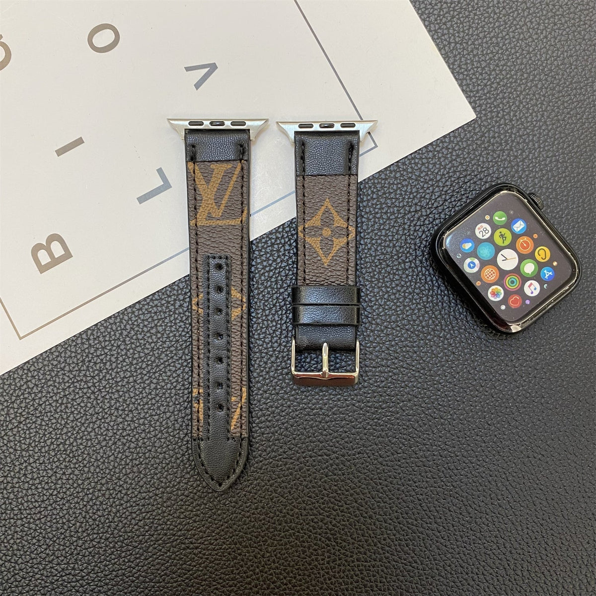 Luxury Louis Vuitton Apple Watch Band – Stitched Monogram Leather Strap - Serene