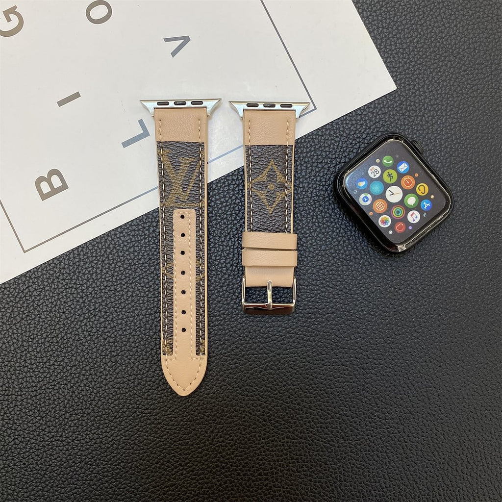 Luxury Louis Vuitton Apple Watch Band – Stitched Monogram Leather Strap - Serene