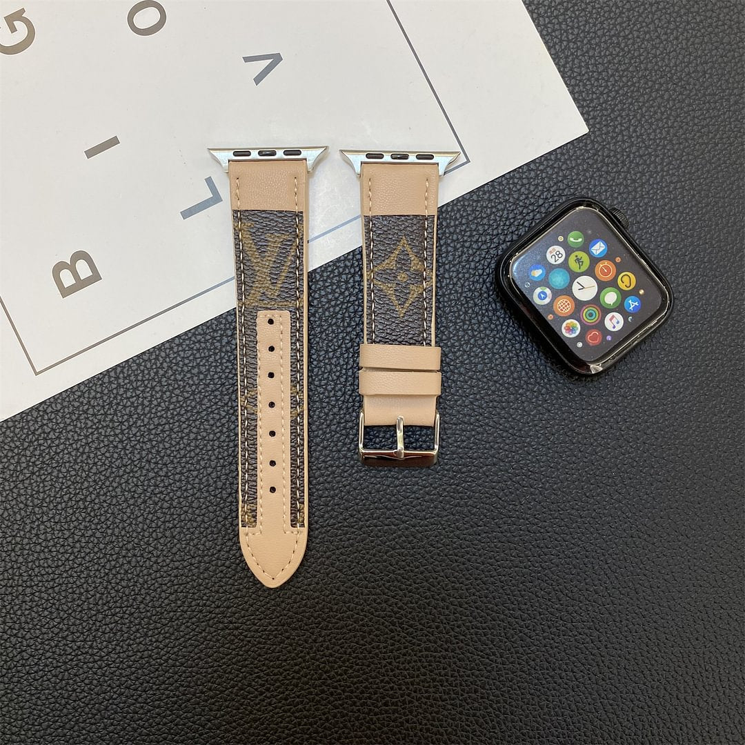 Luxury Louis Vuitton Apple Watch Band – Stitched Monogram Leather Strap - Serene