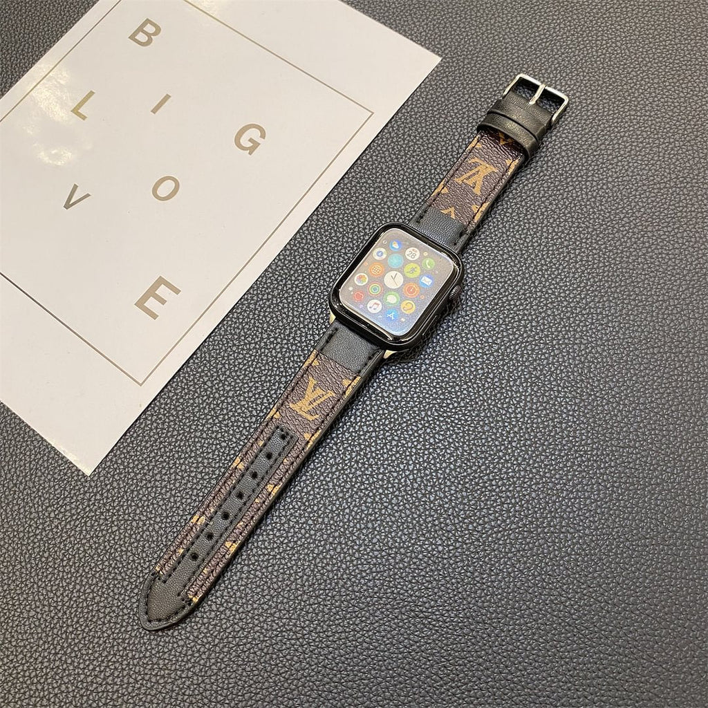 Luxury Louis Vuitton Apple Watch Band – Stitched Monogram Leather Strap - Serene
