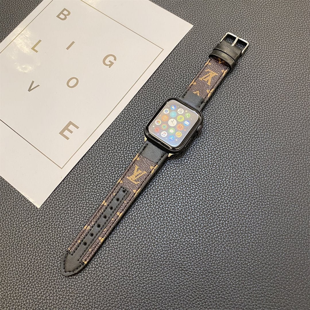 Luxury Louis Vuitton Apple Watch Band – Stitched Monogram Leather Strap - Serene