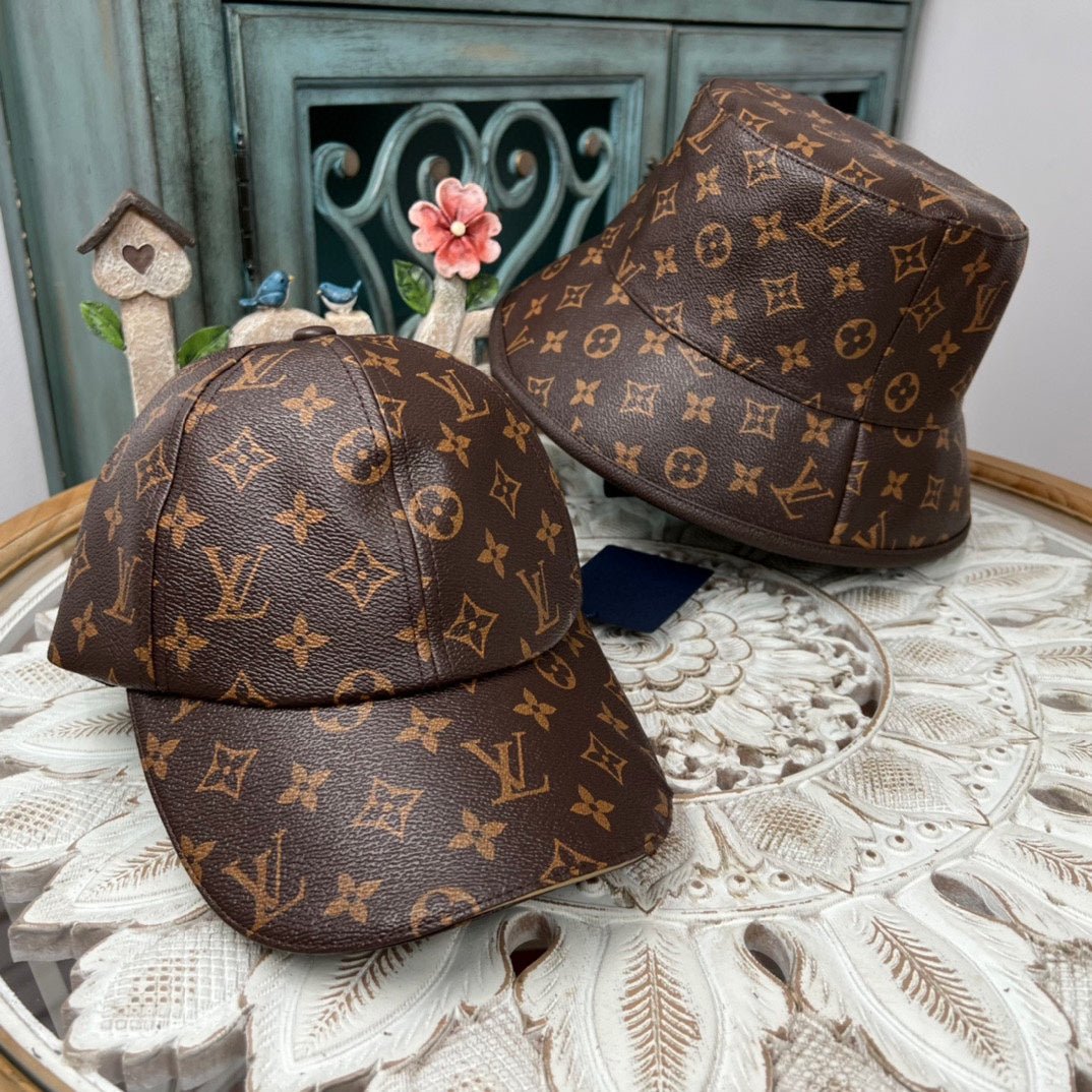 Luxury Louis Vuitton Monogram Bucket Hat & Cap Set - Serene